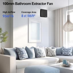 Badkamer Afzuigventilator - Ventilatie Fan - Frisse Lucht - Stil en Krachtig - 100mm Kanaal - Zwart — thumbnail 4