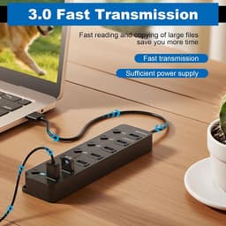 USB Hub - Poorten Uitbreider - Apparaten Aansluiten - Individuele Schakelaars - 7 Poorten - Zwart — thumbnail 5