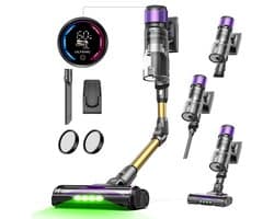 Ultenic U20 draadloze steelstofzuiger, 55.000 Pa zuigkracht, 1,5 liter stofreservoir, 60 minuten gebruiksduur, 65 cm buigbare steel, 7-traps filtratie, dynamisch interactief display