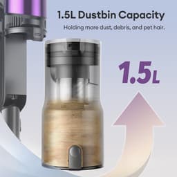 Ultenic U20 draadloze steelstofzuiger, 55.000 Pa zuigkracht, 1,5 liter stofreservoir, 60 minuten gebruiksduur, 65 cm buigbare steel, 7-traps filtratie, dynamisch interactief display — thumbnail 5