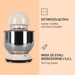 Keukenmachine 5L met Kneedhaak en Garde – Krachtige Mixer – 6 Snelheden – RVS Kom – 1800W — thumbnail 3