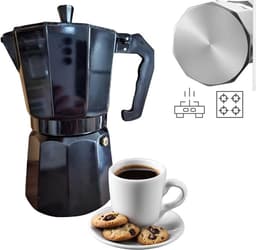 Lifestyleboss Zwarte Moka koffie percolator 300 ml, 6 kopjes, klassieke espressokan -aluminium voor alle warmtebronnen behalve inductie - Italiaans koffiegenot — thumbnail 1
