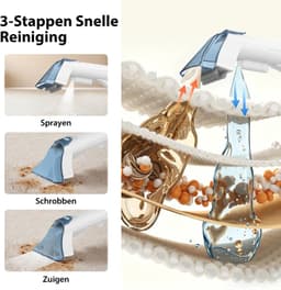 Vlekkenreiniger, draagbare tapijt- en bankreiniger met dubbele watertank, 2 borstels, krachtige zuigkracht voor tapijt, bank, matras en stoffen bekleding — thumbnail 3