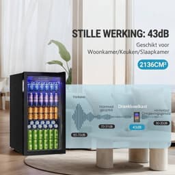 Archi Drankenkoelkast 90 Liter – Koeling - Glazen Deur – Tot 126 Blikjes – Digitale Temperatuurregeling – LED Verlichting – Zwart — thumbnail 5