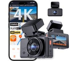 VANTRUE E2 Pro 4K + 2.5K Dual Dashcam Voor & Achter, Dual HDR, Nachtzicht, 5GHz WiFi GPS Autocamera, Spraakbesturing, 24H Parkeermodus, 2.45'' Display