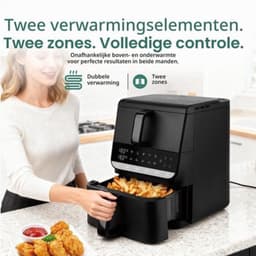 Heteluchtfriteuse Dual Zone - 10 Liter Capaciteit - 2500 Watt Vermogen - Kunststof Materiaal - Zwart Kleur - Voor Friet Vlees Vis Groenten - Airfryer — thumbnail 3
