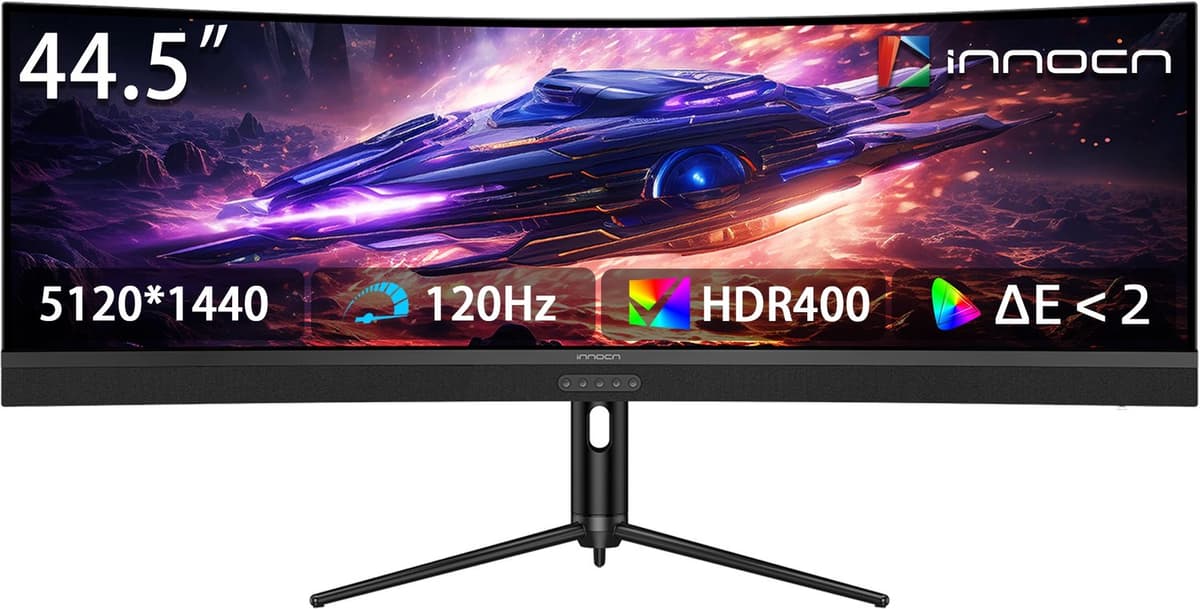 INNOCN 45 inch 5K2K Super Ultrawide Curved Monitor 120Hz 1ms USB-C 65W - KVM - PIP/PBP - HDR400 - In Hoogte Verstelbaar - Kantelbaar & Draaibaar — afbeelding 1