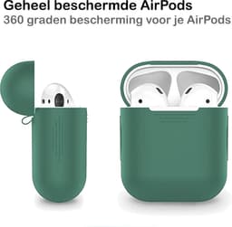 Hoesje - Geschikt voor Apple Airpods 2 - Siliconen Hoes met Clip - Silicone Case Cover - Midnight Green — thumbnail 5