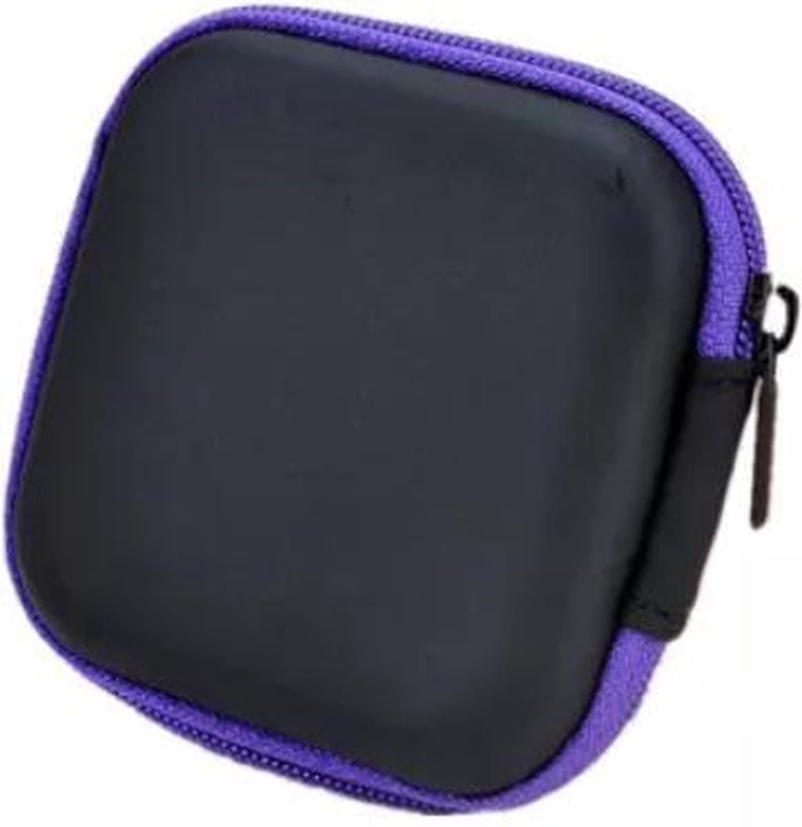 Oortjes opberg hoesje - Case - Etui - Organizer - Voor oordopjes en laadkabels - USB - Paars — afbeelding 1