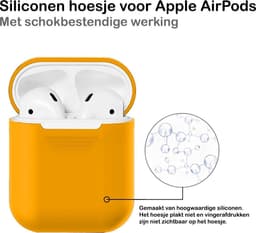 Hoesje - Geschikt voor Apple Airpods 1 / 2 - Siliconen Hoes met Clip - Silicone Case Cover - Oranje — thumbnail 3