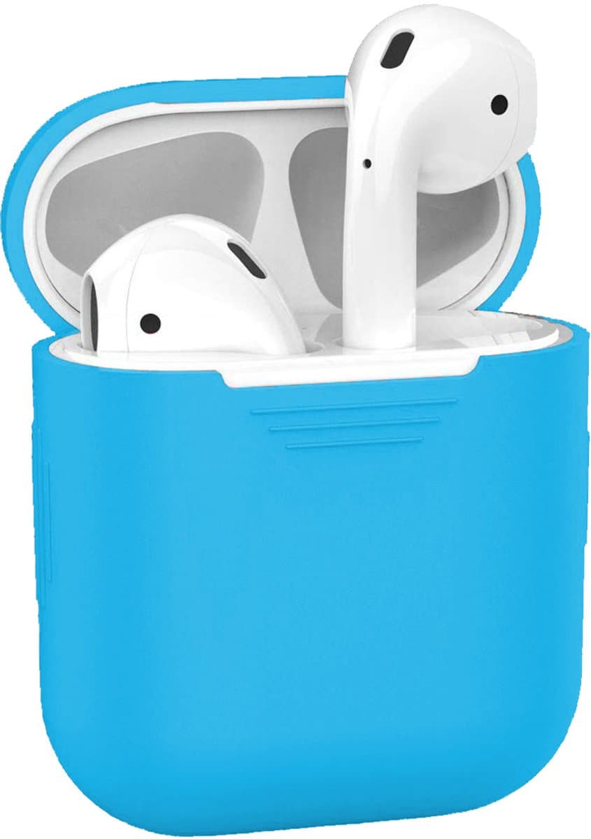 Hoesje - Geschikt voor Apple Airpods 2 - Siliconen Hoes met Clip - Silicone Case Cover - Lichtblauw — afbeelding 1
