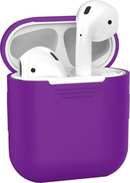 Hoesje - Geschikt voor Apple Airpods 2 - Siliconen Hoes met Clip - Silicone Case Cover - Paars — thumbnail 1