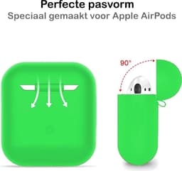 Hoesje - Geschikt voor Apple Airpods 1 - Siliconen Hoes met Clip - Silicone Case Cover - Groen — thumbnail 4