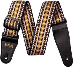 P&P® - Professionele Verstelbare Stevige Gitaarband - Guitar strap Band - Luxe Gitaarriem - Bas/Elektrische /Akoestische/ Klassieke Gitaar - Geborduurd geel/bruin — thumbnail 1