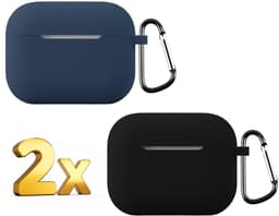 Telestore - hoesje geschikt voor AirPods Pro 3 soft case cover - 2 stuks zwart en blauw - TPU hoesje Beschermhoes - AirPods Pro 3 Cover - AirPods Pro 3 hoesje - Geschikt voor Apple AirPods Pro 3 - gel hoesje met sleutelhanger — thumbnail 1