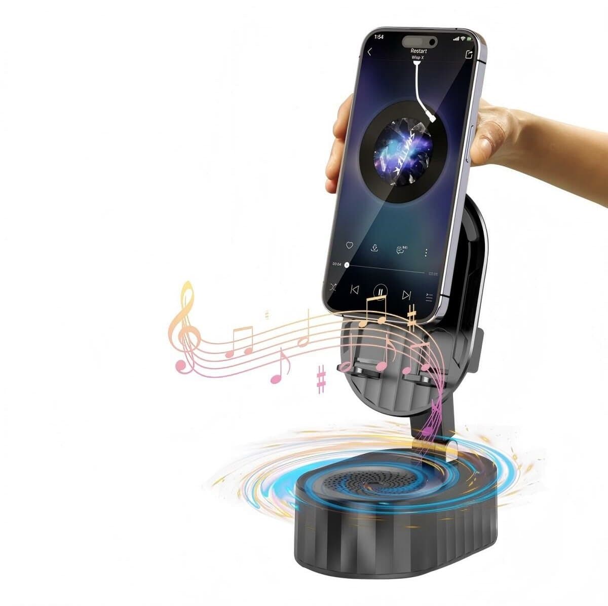 Smartphonehouder met luidspreker Kinglucky ZJ-016, 5 W, Zwart — afbeelding 1