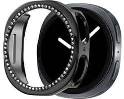 Bandz PC hard case hoesje met diamantjes - geschikt voor Samsung Galaxy Watch 8 - 40mm - beschermhoes van hard plastic - semi cover (zwart)