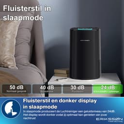 Erikssøn Luchtreiniger Elite - Zwart - 240 m3/u - Vermindert Stof En Pollen - Hepa 14 Filter - Instelbare Ionisator - Air Purifier - Extra stil in slaapmode - Clean Air — thumbnail 9