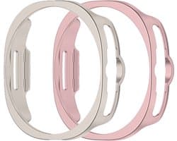 Stravo 2-Pack Screen Protector Case zonder Glas voor Samsung Galaxy Watch 8 Classic 46mm - Semi Cover Hard Case / Beschermend Hoesje - Roze + Starlight - Samsung Galaxy Watch 8 Classic 46mm Bescherming