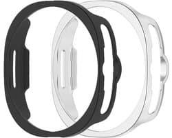 Stravo 2-Pack Screen Protector Case zonder Glas voor Samsung Galaxy Watch 8 Classic 46mm - Semi Cover Hard Case / Beschermend Hoesje - Zwart + Zilver - Samsung Galaxy Watch 8 Classic 46mm Bescherming