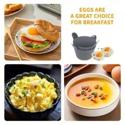 6-stuks Airfryer accessoires - Airfryer eivorm - Herbruikbare siliconen bakvormpjes - Bakvorm accessoires - Antiaanbak keuken bakgereedschap - Met handvatontwerp - 9*9*5.5cm - Geschikt voor bakken, eieren, cakes, snacks - Zwart — thumbnail 5