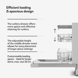 Klarstein Vaatwasser Verosteel inbouwvaatwasser 60 cm - 14 couverts, 9 programma's, stil 42 dB, energieklasse A, AquaStop, kinderslot, roestvrij staal, inbouwvaatwasser - Vaatwasmachine - voor Keuken - Energiezuinig - RVS - Dishwasher — thumbnail 3