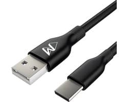 USB-C Data- en Laadkabel - 2.4A Snellader Kabel - Fast en Quick Charge Oplaadkabel - Type C Naar USB-A - Oplaadsnoer Telefoon - Laptop - Gevlochten Nylon – Zwart – 3 Meter - Wilsem ®