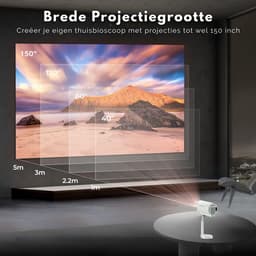 Lumora® Pro Mini Beamer 2026 – Alles-in-één Smart TV Projector – 4K Ultra HD – Android 13 – WiFi 6 & Bluetooth 5.4 – Voor iOS & Android – Inclusief in hoogte verstelbare standaard – Wit — thumbnail 5