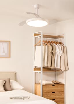 CREATE - Plafondventilator 40W stil met intrekbare bladen met licht - Ø91cm - Wit - WIFI + Afstandsbediening - WIND CLEAR STUDIO — thumbnail 4