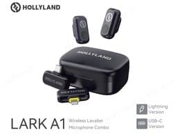 Hollyland LARK A1 Combo Mini Wireless Microphone for iPhone and Android (2 TX + USB-C RX + Lightning RX + Charging Case), Magnetic Mic for YouTube, TikTok, Podcasts, Vlogging (Black)