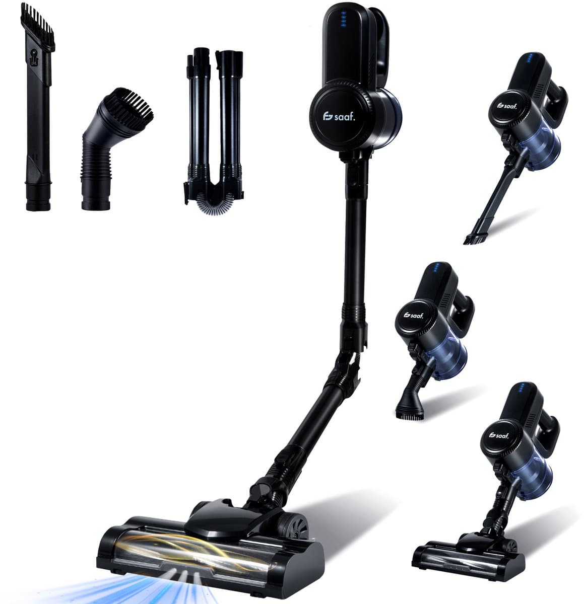 Saaf G80 Steelstofzuiger - 150W - Steelstofzuiger Draadloos - Stofzuiger Zonder Zak - 7-delige set met Buigbare Steel - 22kPa - Kruimeldief - Zwart — afbeelding 1