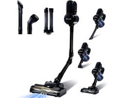 Saaf G80 Steelstofzuiger - 150W - Steelstofzuiger Draadloos - Stofzuiger Zonder Zak - 7-delige set met Buigbare Steel - 22kPa - Kruimeldief - Zwart