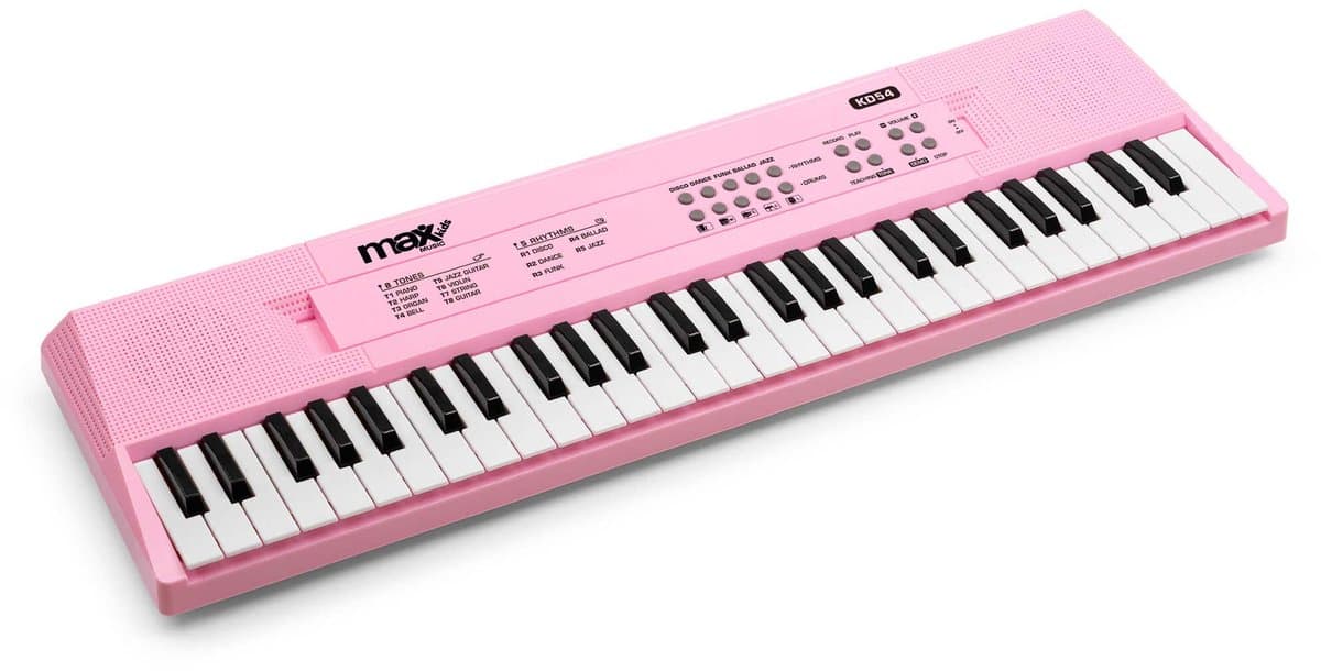 Keyboard Piano - MAX KD54 Keyboard met 54 toetsen - Kinder piano - Oplaadbare accu - Roze — afbeelding 1