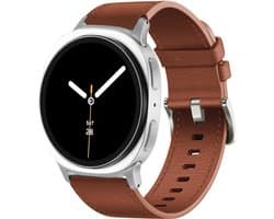 Stravo Premium Leren Bandje met Steentextuur – Geschikt voor Samsung Galaxy Watch 8 40mm / 44mm / Galaxy Watch 8 Classic 46mm – Hoogwaardig Leather Horlogebandje van Echt Leer met RVS Gesp voor Samsung Smartwatches – Leer – Bruin
