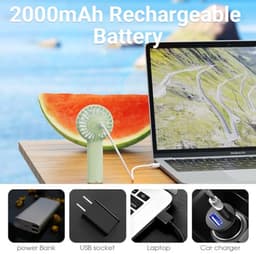 Draagbare mini-ventilator met 3 snelheden - Oplaadbare handventilator voor reizen en make-up — thumbnail 3