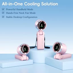 Draagbare Turbo-Handventilator met 5 Snelheden en LED-display - 4000 mAh, USB Oplaadbare Koelventilator voor Outdoor Activiteiten, Reizen en Werk, Roze — thumbnail 3