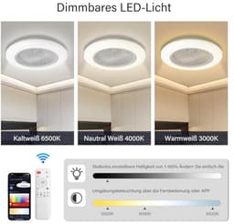 Plafondventilator met Verlichting - 49 cm, RGB LED, Afstandsbediening, Timer en 6 Snelheden — thumbnail 5