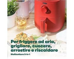 Handmatige Heteluchtfriteuse - Olievrij Frituren, Vaatwasmachinebestendig, Compact Design