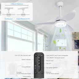 Moderne plafondventilator met LED verlichting en afstandsbediening, 91 cm, 6 snelheden, stille DC-motor en timer functie — thumbnail 3
