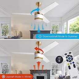 Plafondventilator met Verlichting en Afstandsbediening - 132 cm, 6 Snelheden, Timer, DC-motor, Wifi en Alexa Bediening — thumbnail 2