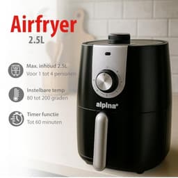 Airfryer 2L - Heteluchtfriteuse voor 2 tot 3 Personen met Timer en Aanpasbare Temperatuur - Gezond Frituren en Makkelijk schoon te maken — thumbnail 3