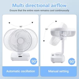 Draagbare Tafelventilator met Automatische Oscillatie en 4 Snelheden - USB Mini Ventilator voor Kantoor, Kampeer en Thuisgebruik — thumbnail 3
