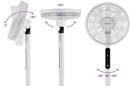 Stille Staande Ventilator met Afstandsbediening - Digitale Motor, Laag Stroomverbruik, 9 Luchtstroomsnelheden, 120 Graden Oscillatie — thumbnail 3