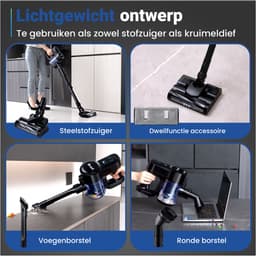 Saaf G90 Steelstofzuiger - 250W - Steelstofzuiger Draadloos - Stofzuiger Zonder Zak - 7-delige set met Buigbare Steel - 30kPa - Kruimeldief - Zwart — thumbnail 4