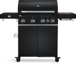 BURNHARD® 4 Branders gasbarbecue Big FRED Black Series 3 incl. achterbrander, keramische 900°C infraroodbrander, zijkookplaat, gietijzeren grillrooster + uitklapbare zijtafels — thumbnail 1