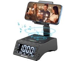 Draadloze Bluetooth-luidspreker met verstelbare standaard voor telefoon en tablet - zwart