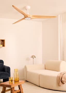 CREATE - Plafondventilator 40W stil Ø152 cm 100% hout - Wit / Licht hout - Geen licht - WIND CENTURY — thumbnail 4