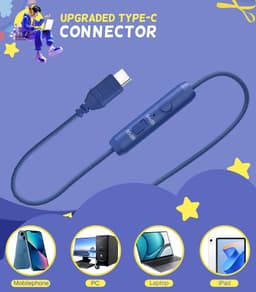 Koptelefoon kinderen met draad - Kinderkoptelefoon - Bedrade hoofdtelefoon - Veilig volume - School - Tablet - Laptop - Reizen - Muziek luisteren — thumbnail 2