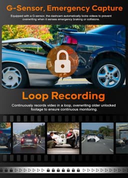 Lexium Dashcam - Daschcams - Auto - Camera - Vooruit - Achteruit - Video - Autobeveiliging - Parkeerbeveiliging - Recording - Dag en Nacht - Schadepreventie — thumbnail 5
