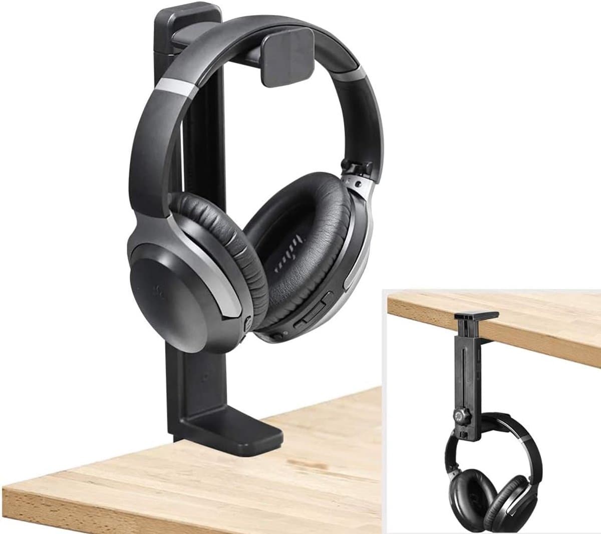 Hoofdtelefoonstandaard 2 in 1 - Verstelbare en Draaibare Hoofdhanger voor Onder Bureau — afbeelding 1